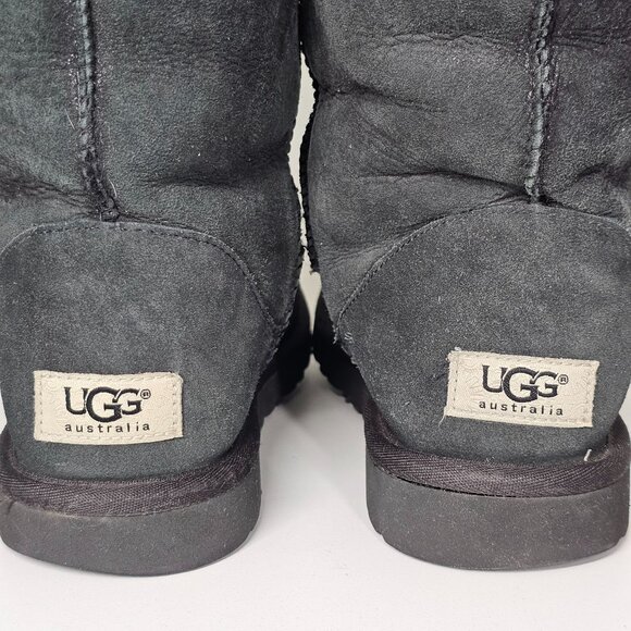 UGG Australia Classic Tall Black Suede Sheepskin Boots‎ Faded Womens Size 8 - Picture 5 of 12